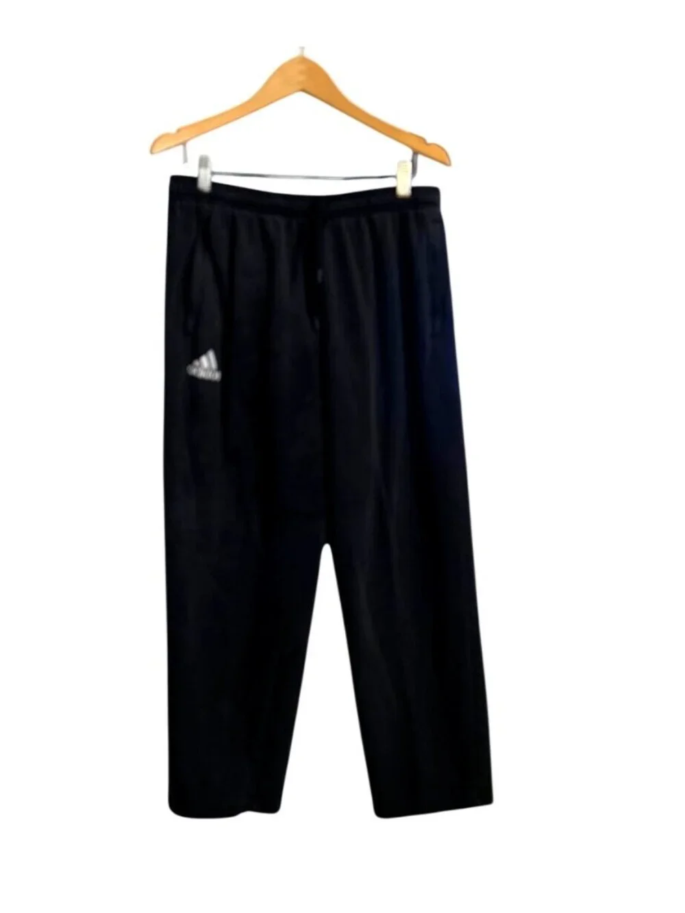 Adidas Mens Black Fleece Sweatpants Size L With Elastic Waistband & Drawstring